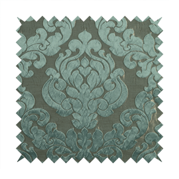 Paradise Damask Pattern In Green Upholstery Fabric CTR-2518 - Made To Measure Curtains