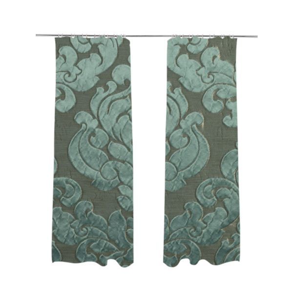 Paradise Damask Pattern In Green Upholstery Fabric CTR-2518 - Made To Measure Curtains