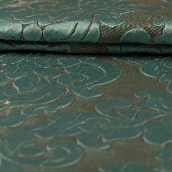 Paradise Damask Pattern In Green Upholstery Fabric CTR-2518 - Roman Blinds