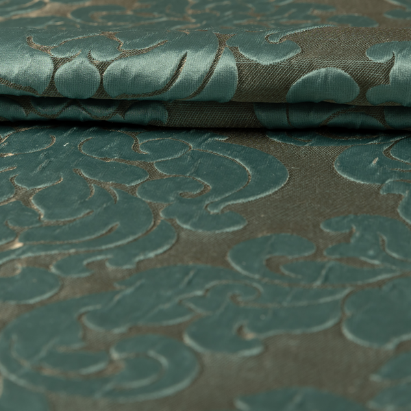 Paradise Damask Pattern In Green Upholstery Fabric CTR-2518 - Made To Measure Curtains