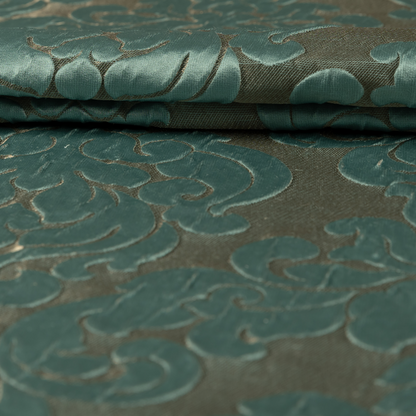 Paradise Damask Pattern In Green Upholstery Fabric CTR-2518 - Made To Measure Curtains