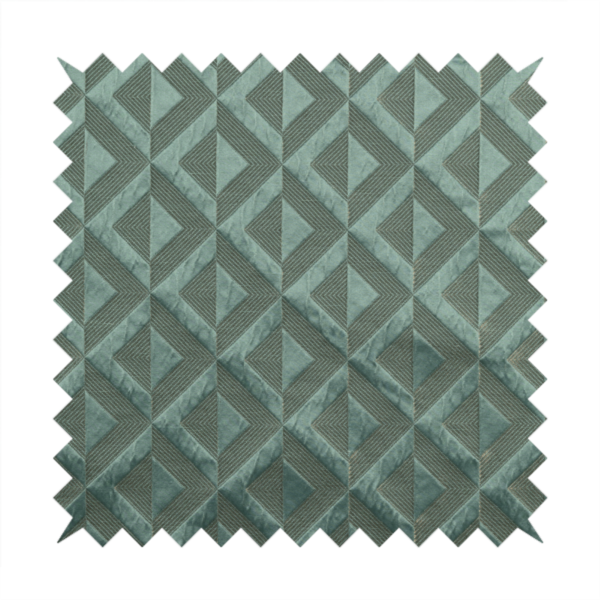 Paradise Geometric Pattern In Green Upholstery Fabric CTR-2519 - Handmade Cushions
