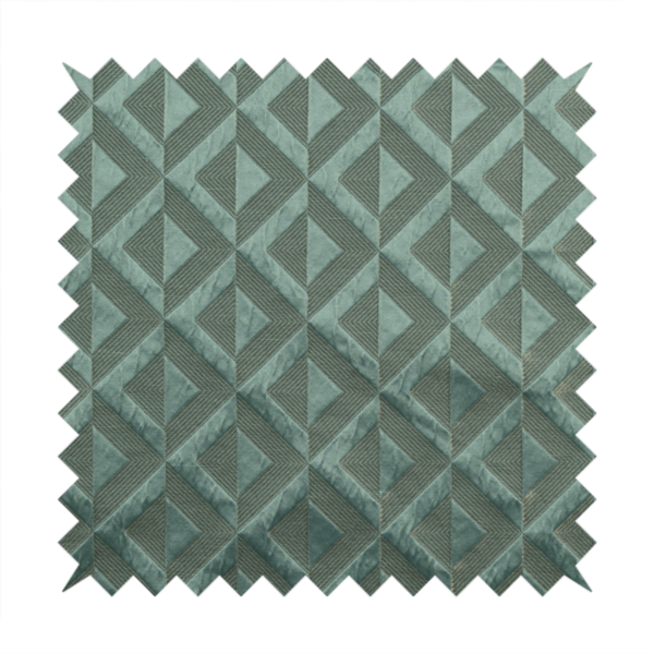 Paradise Geometric Pattern In Green Upholstery Fabric CTR-2519 - Made To Measure Curtains