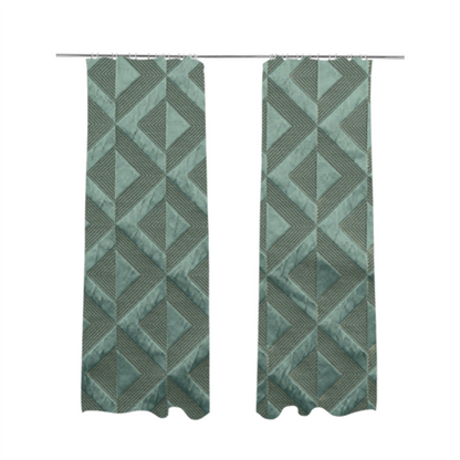 Paradise Geometric Pattern In Green Upholstery Fabric CTR-2519 - Made To Measure Curtains