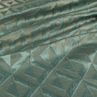 Paradise Geometric Pattern In Green Upholstery Fabric CTR-2519 - Roman Blinds