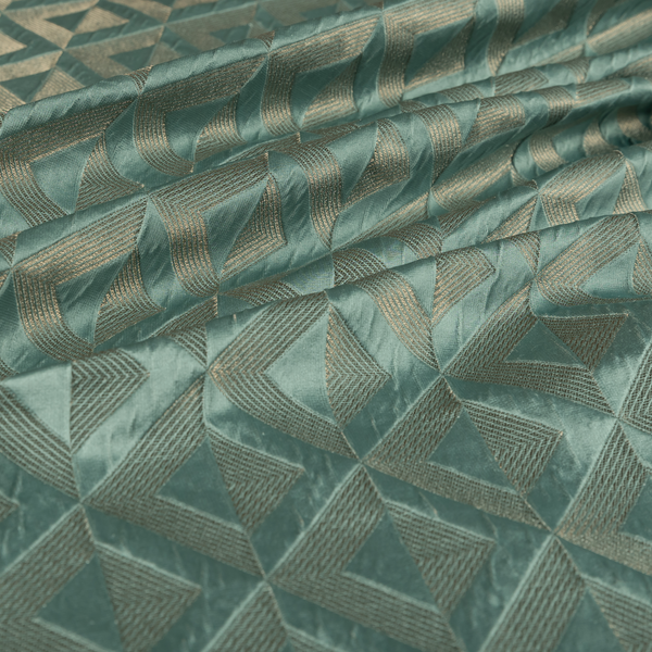 Paradise Geometric Pattern In Green Upholstery Fabric CTR-2519