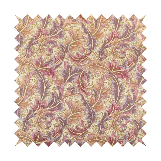 Colarto Collection Purple Lilac Colour In Floral Pattern Chenille Furnishing Fabric CTR-252