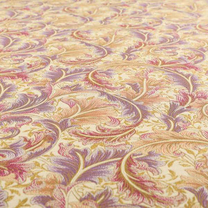 Colarto Collection Purple Lilac Colour In Floral Pattern Chenille Furnishing Fabric CTR-252 - Made To Measure Curtains