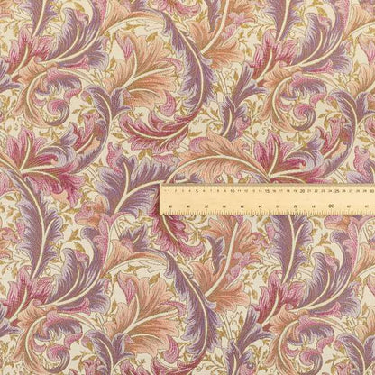 Colarto Collection Purple Lilac Colour In Floral Pattern Chenille Furnishing Fabric CTR-252 - Made To Measure Curtains