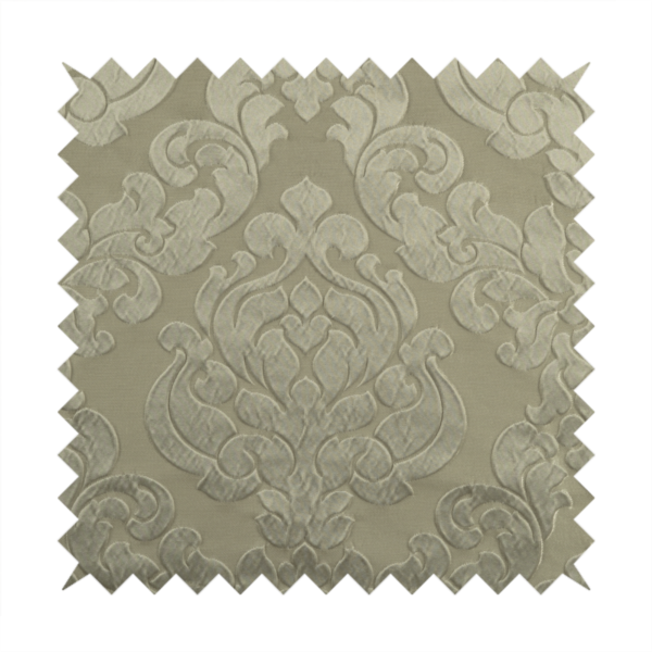 Paradise Damask Pattern In Beige Upholstery Fabric CTR-2521