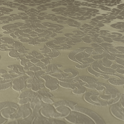 Paradise Damask Pattern In Beige Upholstery Fabric CTR-2521