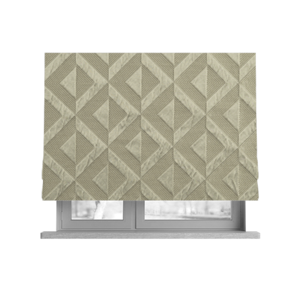 Paradise Geometric Pattern In Beige Upholstery Fabric CTR-2522 - Roman Blinds