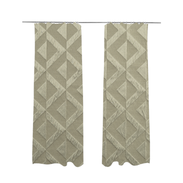 Paradise Geometric Pattern In Beige Upholstery Fabric CTR-2522 - Made To Measure Curtains