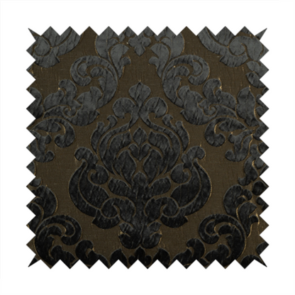 Paradise Damask Pattern In Black Upholstery Fabric CTR-2524 - Roman Blinds