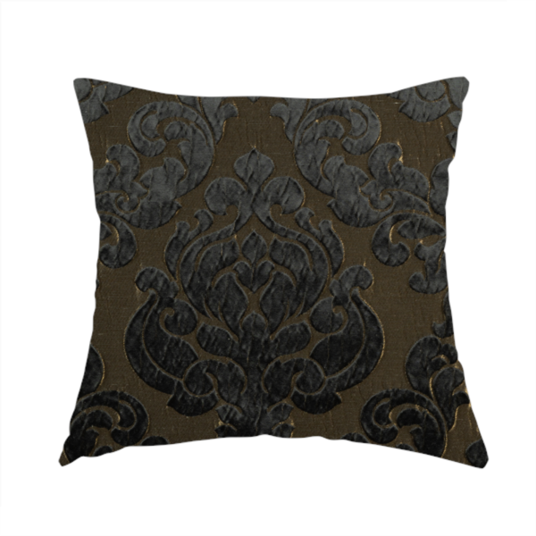 Paradise Damask Pattern In Black Upholstery Fabric CTR-2524 - Handmade Cushions