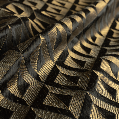 Paradise Geometric Pattern In Black Upholstery Fabric CTR-2525 - Roman Blinds