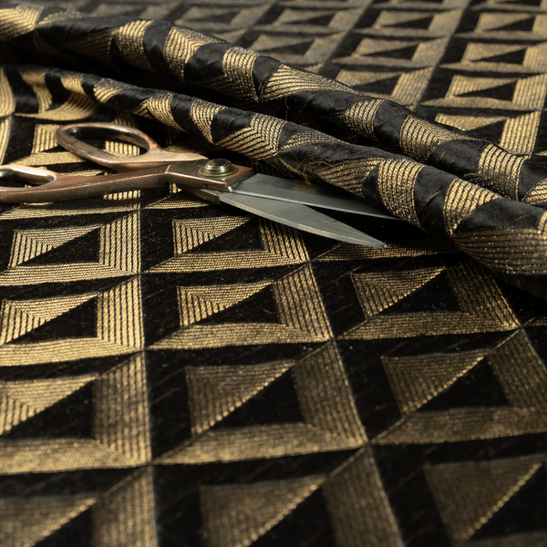 Paradise Geometric Pattern In Black Upholstery Fabric CTR-2525 - Handmade Cushions