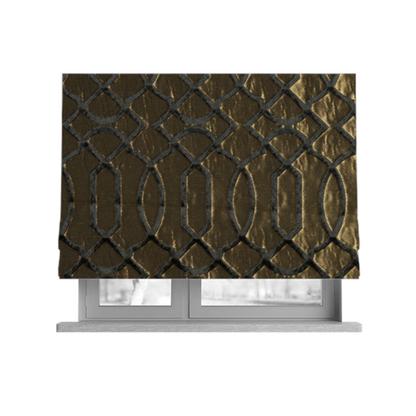 Paradise Trellis Pattern In Black Upholstery Fabric CTR-2526 - Roman Blinds