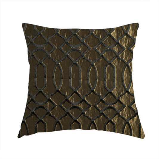 Paradise Trellis Pattern In Black Upholstery Fabric CTR-2526 - Handmade Cushions