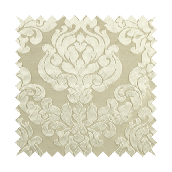 Paradise Damask Pattern In Cream Upholstery Fabric CTR-2527