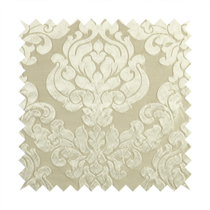 Paradise Damask Pattern In Cream Upholstery Fabric CTR-2527