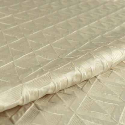 Paradise Geometric Pattern In Cream Upholstery Fabric CTR-2528 - Made To Measure Curtains