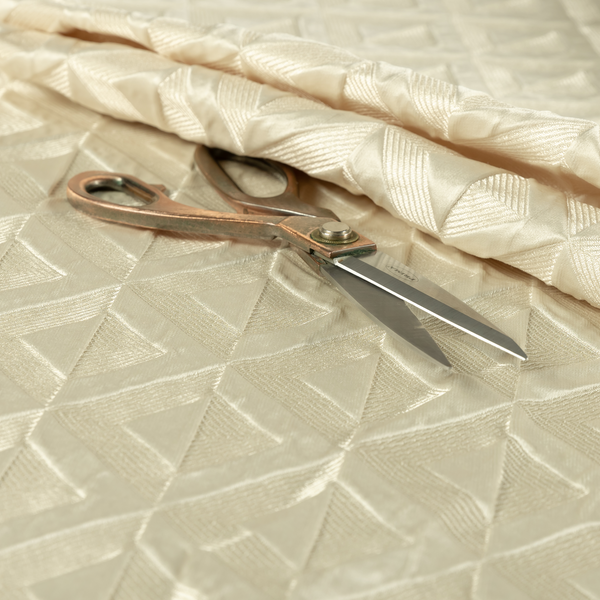 Paradise Geometric Pattern In Cream Upholstery Fabric CTR-2528 - Made To Measure Curtains