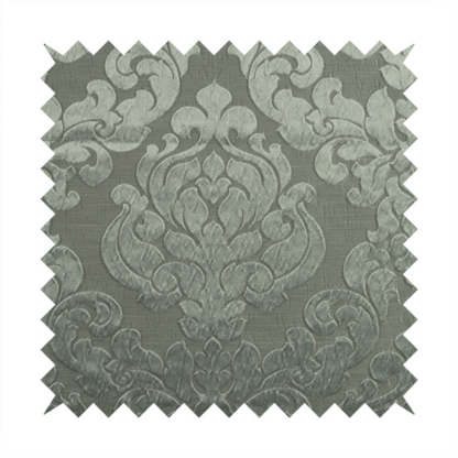 Paradise Damask Pattern In Grey Upholstery Fabric CTR-2530