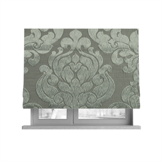 Paradise Damask Pattern In Grey Upholstery Fabric CTR-2530 - Roman Blinds