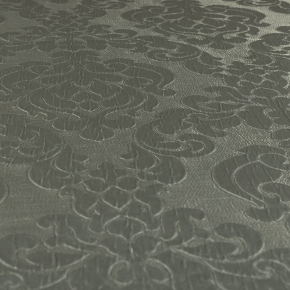 Paradise Damask Pattern In Grey Upholstery Fabric CTR-2530 - Made To Measure Curtains