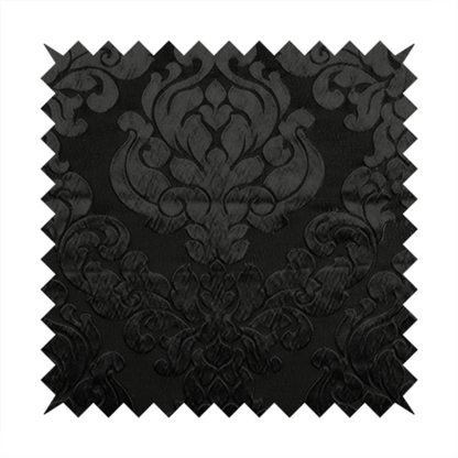 Paradise Damask Pattern In Black Upholstery Fabric CTR-2533 - Roman Blinds