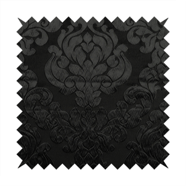 Paradise Damask Pattern In Black Upholstery Fabric CTR-2533