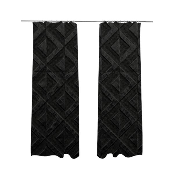 Paradise Geometric Pattern In Black Upholstery Fabric CTR-2534 - Made To Measure Curtains