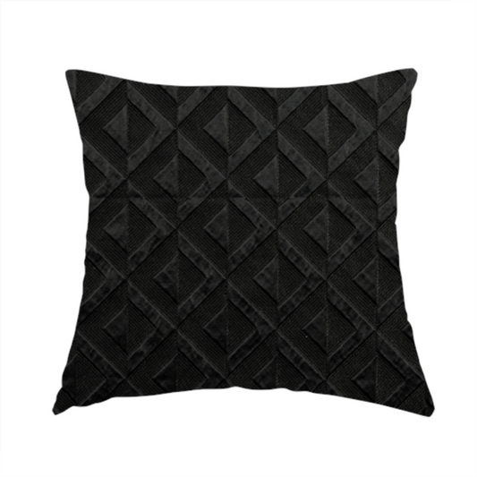 Paradise Geometric Pattern In Black Upholstery Fabric CTR-2534 - Handmade Cushions
