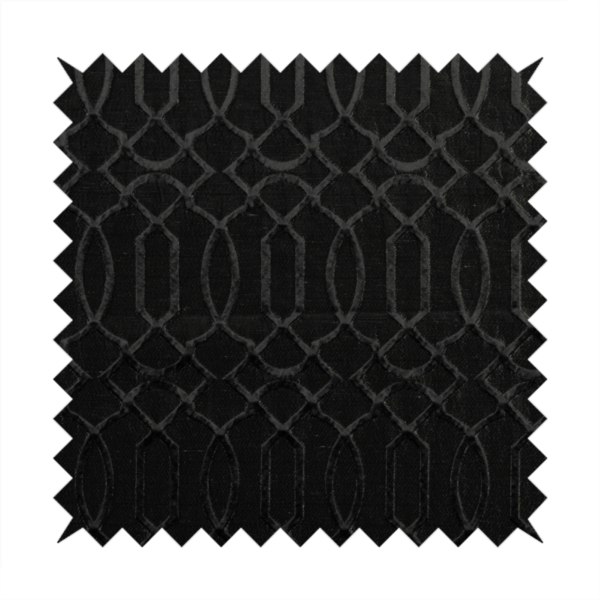 Paradise Trellis Pattern In Black Upholstery Fabric CTR-2535 - Roman Blinds