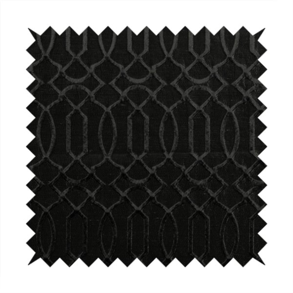 Paradise Trellis Pattern In Black Upholstery Fabric CTR-2535