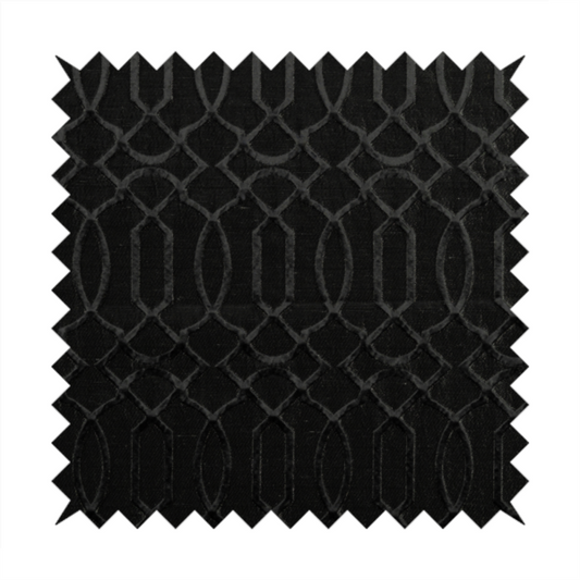 Paradise Trellis Pattern In Black Upholstery Fabric CTR-2535