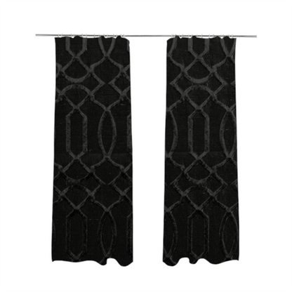 Paradise Trellis Pattern In Black Upholstery Fabric CTR-2535 - Made To Measure Curtains