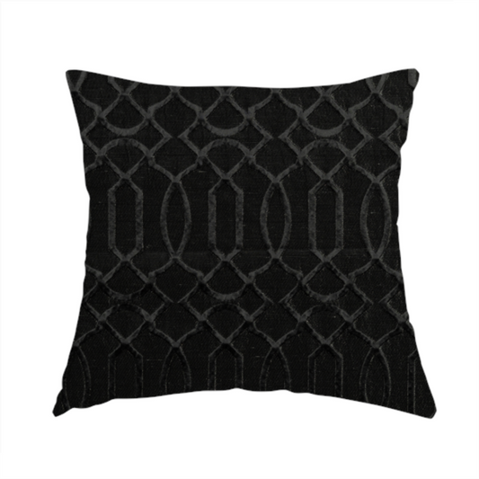 Paradise Trellis Pattern In Black Upholstery Fabric CTR-2535 - Handmade Cushions