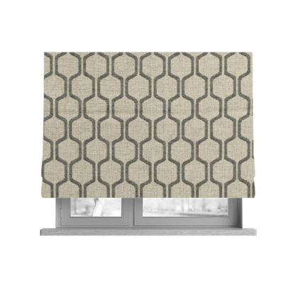 Amira Honeycomb Stripe Pattern Grey Upholstery Fabric CTR-2536 - Roman Blinds