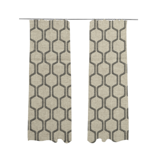 Amira Honeycomb Stripe Pattern Grey Upholstery Fabric CTR-2536 - Made To Measure Curtains