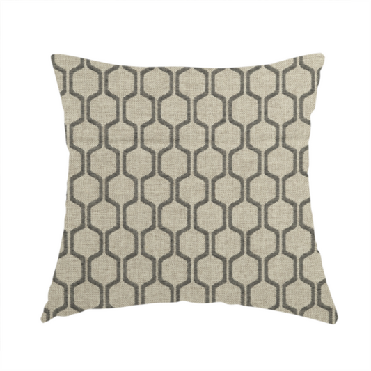 Amira Honeycomb Stripe Pattern Grey Upholstery Fabric CTR-2536 - Handmade Cushions