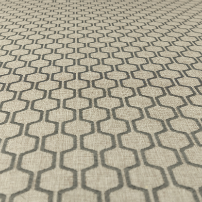 Amira Honeycomb Stripe Pattern Grey Upholstery Fabric CTR-2536