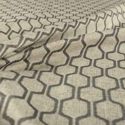 Amira Honeycomb Stripe Pattern Grey Upholstery Fabric CTR-2536