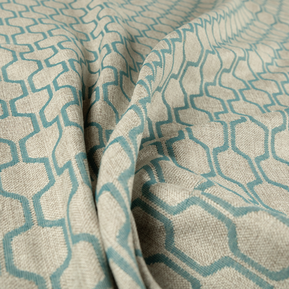 Amira Honeycomb Stripe Pattern Blue Upholstery Fabric CTR-2538 - Roman Blinds