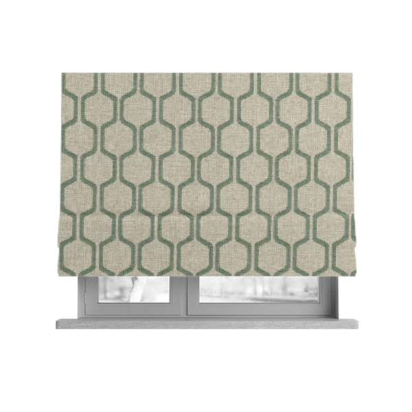 Amira Honeycomb Stripe Pattern Green Upholstery Fabric CTR-2539 - Roman Blinds