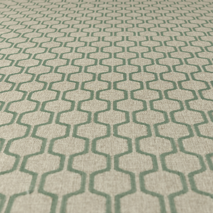 Amira Honeycomb Stripe Pattern Green Upholstery Fabric CTR-2539