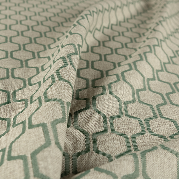 Amira Honeycomb Stripe Pattern Green Upholstery Fabric CTR-2539 - Roman Blinds