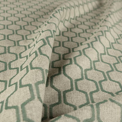 Amira Honeycomb Stripe Pattern Green Upholstery Fabric CTR-2539