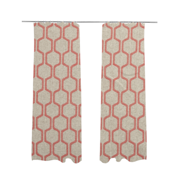 Amira Honeycomb Stripe Pattern Pink Upholstery Fabric CTR-2540 - Made To Measure Curtains